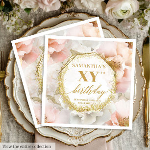 Gold Accents Blush Birthday Napkins Personalised