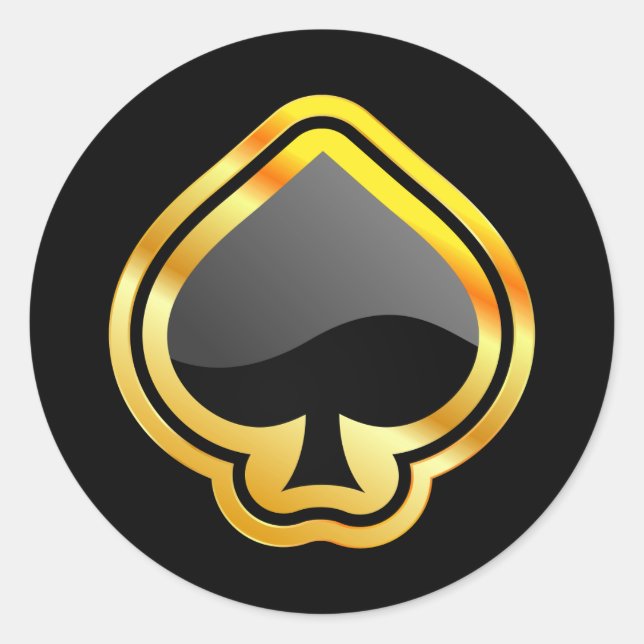 Gold Ace of Spades Classic Round Sticker (Front)