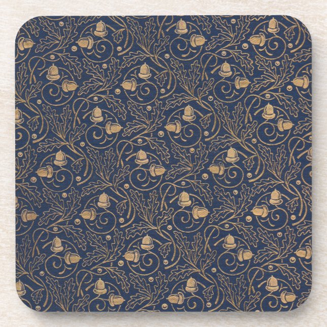 Gold Acorns Art Deco Coaster (Front)