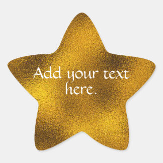 Gold Add Your Own Text  Star Sticker