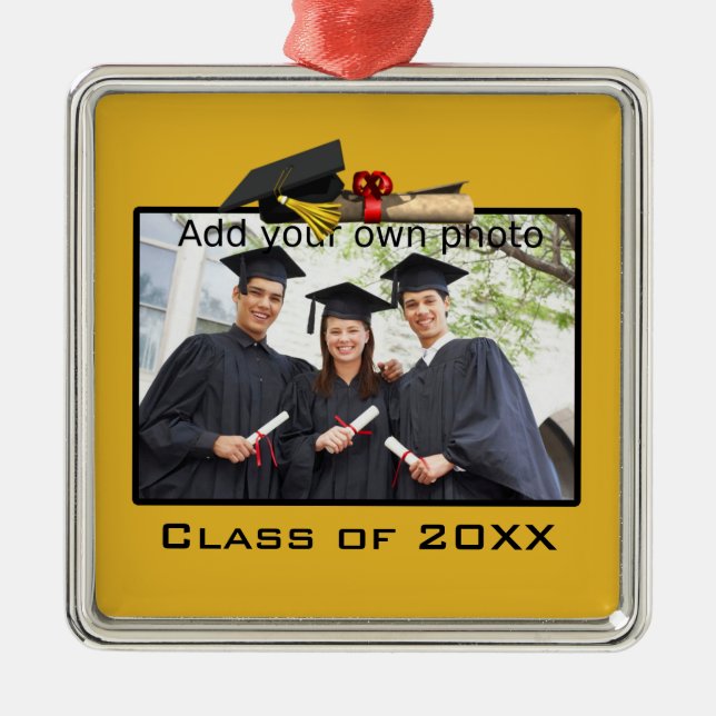 Gold Add your Photo / Year Graduation Metal Tree Decoration (Front)