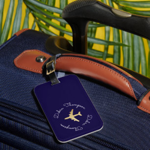 Gold Aeroplane Luggage Tag