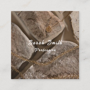 Gold aesthetic gold chain square business card