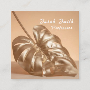 Gold aesthetic leaf square business card