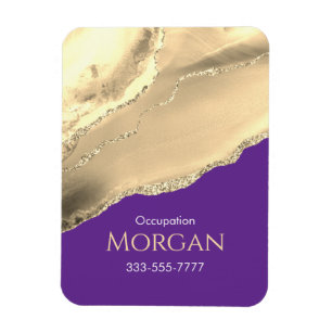 Gold Agate & Glitter, Promote Your Business Purple Magnet