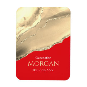 Gold Agate & Glitter Promote, Your Business, Red Magnet