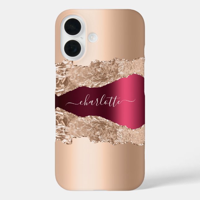 Gold agate marble name script Case-Mate iPhone case (Back)