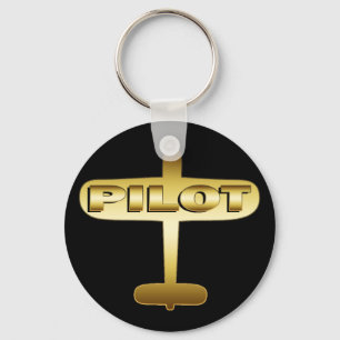 GOLD AIRPLANE PILOT KEY RING