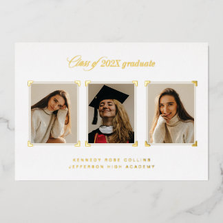 Gold Album Corners Photo Graduation Announcement