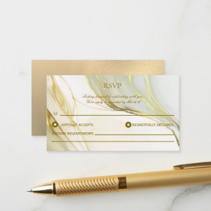 Gold Alcohol Ink Chic Wedding RSVP Card