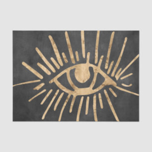 Gold all seeing eye coal grey black distressed tissue paper