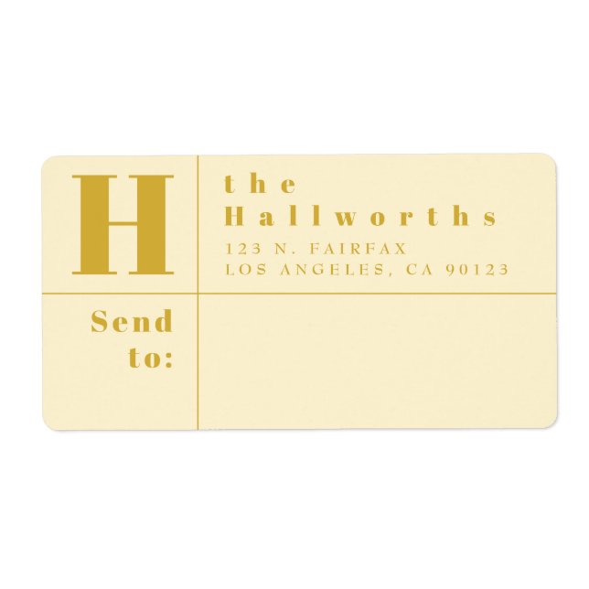 Gold & Almond Modern Bold Block Return Address (Front)