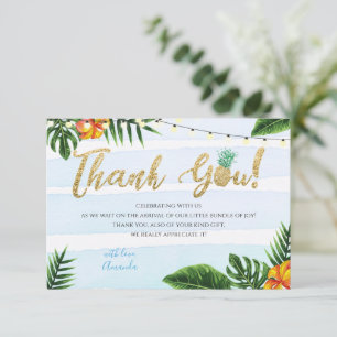 Gold Aloha Baby Shower Thank You Card