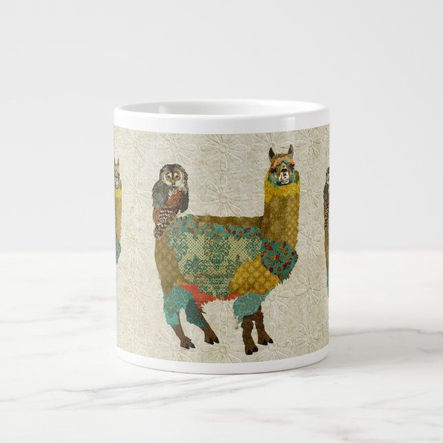 Gold Alpaca & Teal Owl Mug (Front)