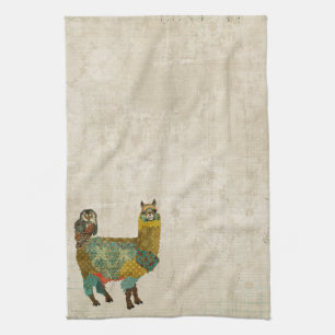 Gold Alpaca & Teal Owl Towel