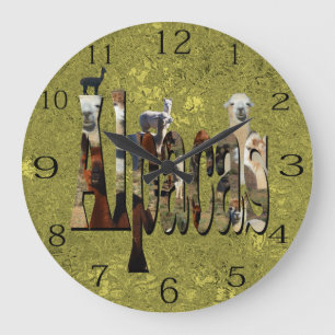Gold Alpacas Design , Large Wall Clock