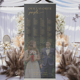 Gold Alphabetical Wedding Photo Seating Chart Retractable Banner