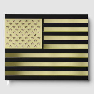 Gold American Flag Guest Book