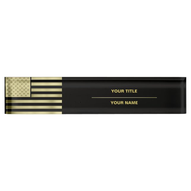 Gold American Flag Nameplate (Front)