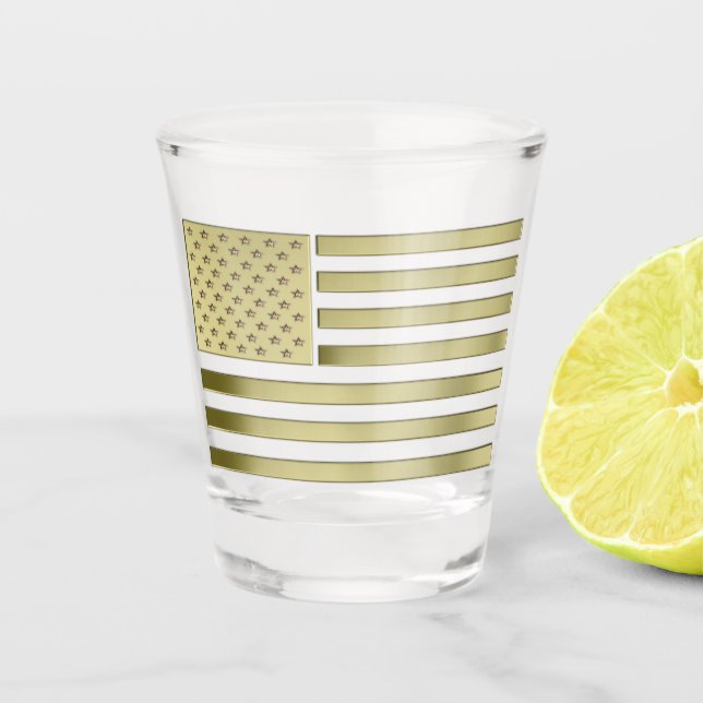 Gold American Flag Shot Glass (Front)