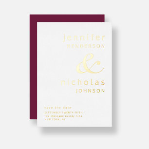 Gold Ampersand Burgundy Wedding Save The Date