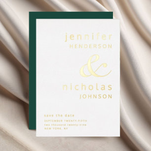 Gold Ampersand Emerald Green Wedding Save The Date