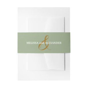 Gold Ampersand Sage Wedding Invitation Belly Band