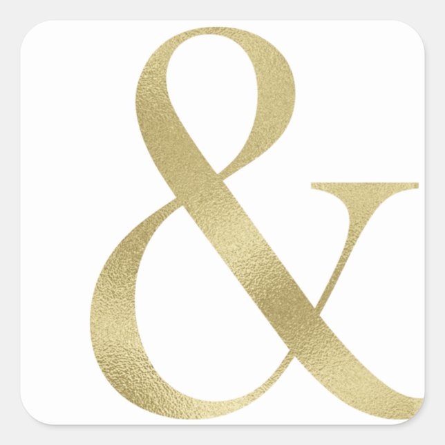 Gold ampersand sticker, foil font square sticker (Front)