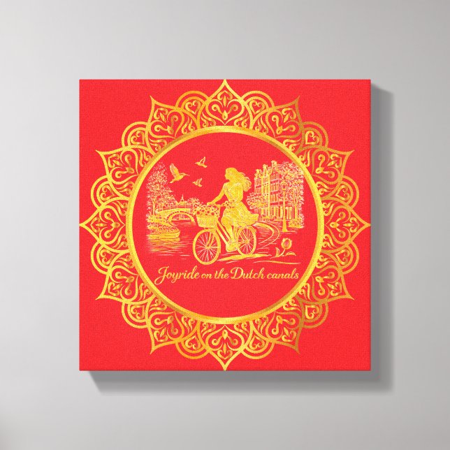 Gold Amsterdam Arched Bridges Charm Canvas Print (Front)
