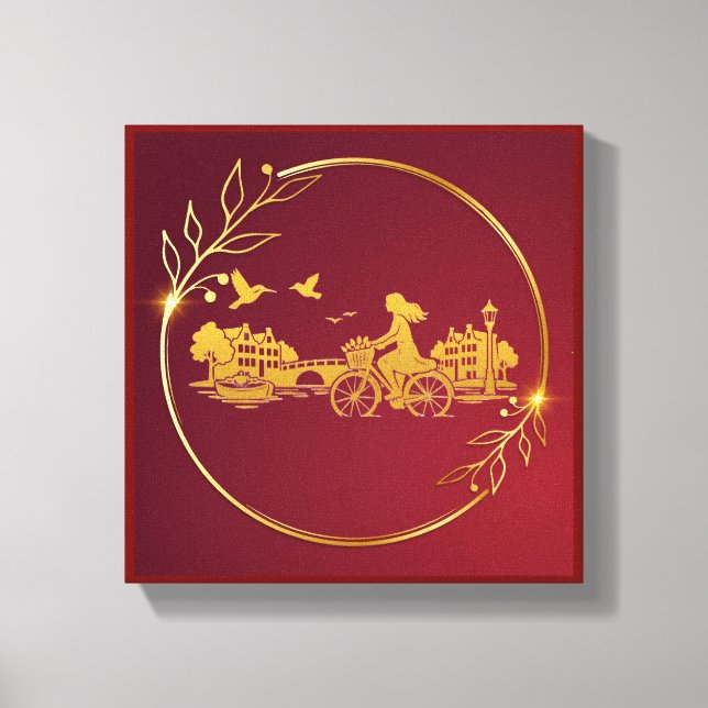 Gold Amsterdam Arched Bridges Charm Canvas Print (Front)