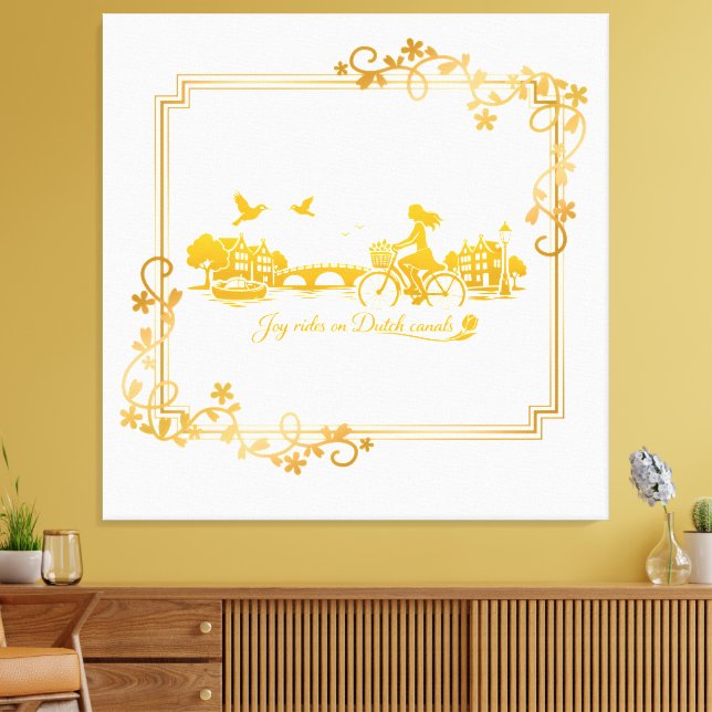 Gold Amsterdam Arched Bridges Charm Canvas Print (Insitu(LivingRoom))