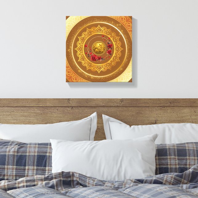 Gold Amsterdam Arched BridgeStretched Canvas Print (Insitu(Bedroom))
