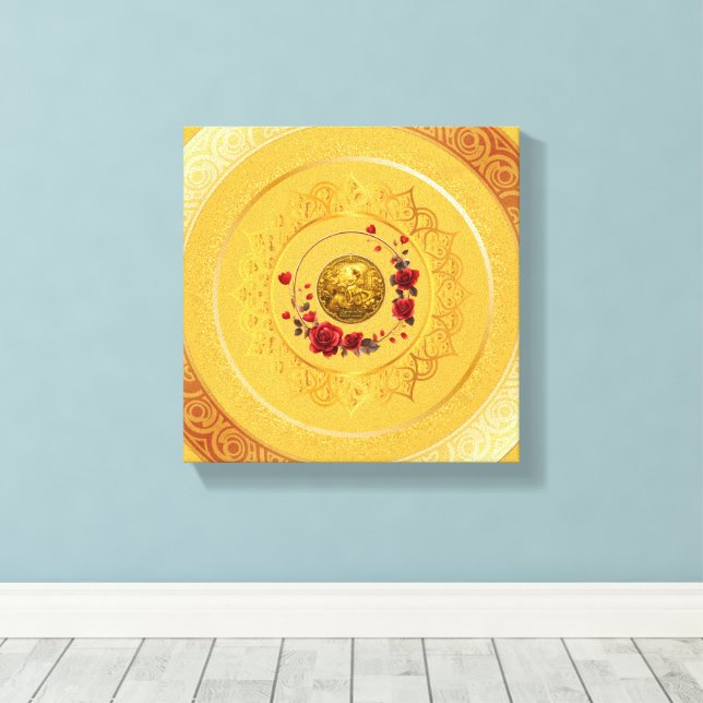 Gold Amsterdam Arched BridgeStretched Canvas Print (Insitu(Wood Floor))