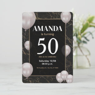 Gold an black 50th Birthday party invitation