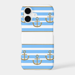 gold anchor blue white background