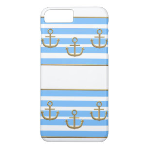 gold anchor blue white background iPhone 8 plus/7 plus case