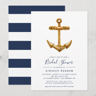 Gold Anchor   Bridal Shower Invitation
