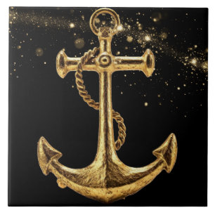 Gold Anchor Ceramic Tile