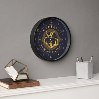 Gold Anchor Clock