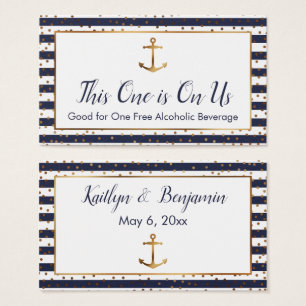 Gold Anchor & Confetti, Navy Stripes Drink Tickets