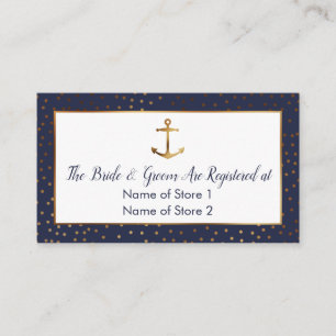 Gold Anchor Confetti, Navy Wedding Registry Cards