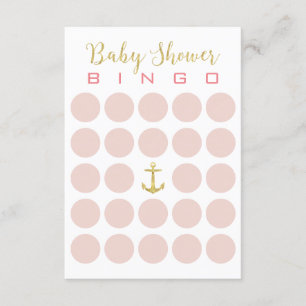 Gold Anchor Cute 5x5 Baby Shower Bingo Invitation