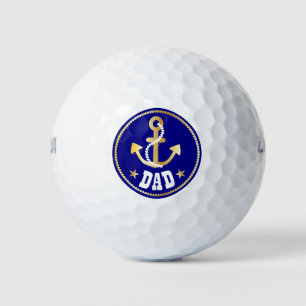 Gold Anchor Dad Nautical Father's Day Golf Balls