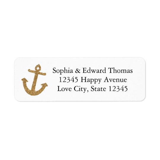 Gold Anchor Glitter Return Address Label