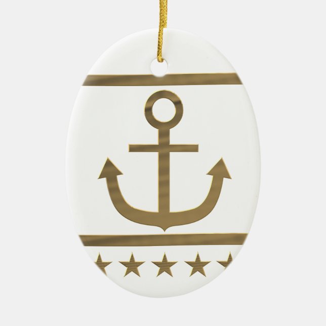 gold anchor happiness symbol ceramic tree decoration (Front)