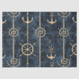 Gold Anchor & Helm Nautical Pattern Tissue Paper