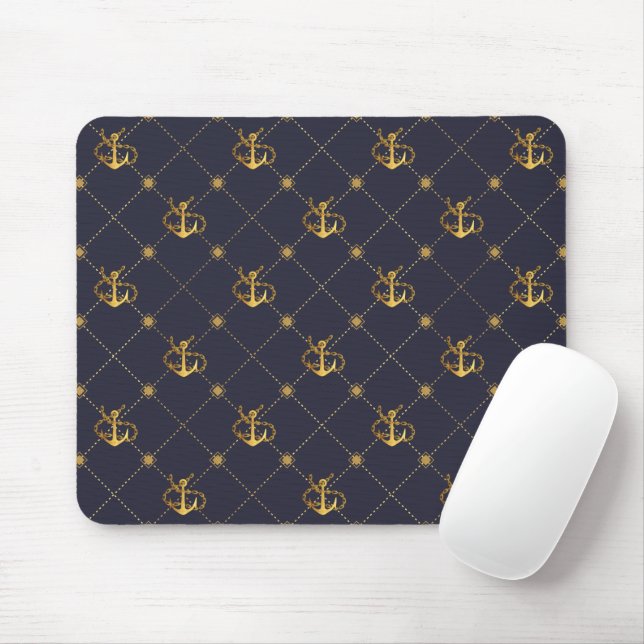 Gold Anchor Mouse Mat (With Mouse)