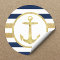 Gold Anchor Nautical Navy Stripes Envelope Seal