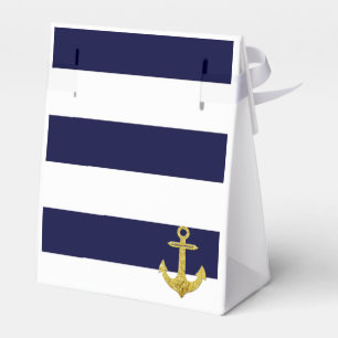 Gold anchor nautical stripes favour box