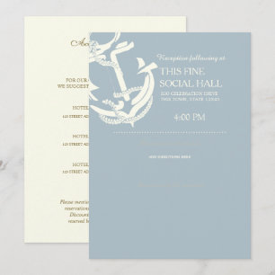 Gold Anchor Nautical Wedding Accommodations Invitation